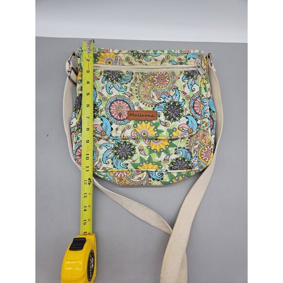 Malirona Floral Crossbody Canvas Handbag Multi Pocket Pre-Owned - Picture 2 of 12